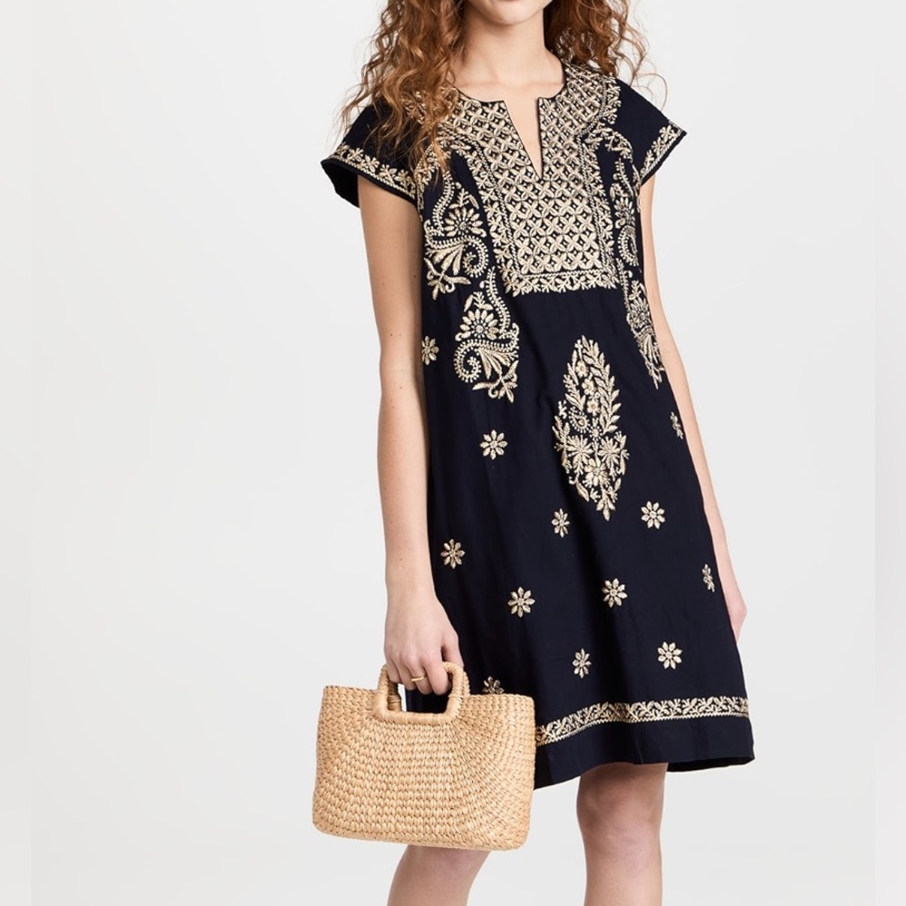 Roller Rabbit Black and Gold V-Neck Sundress